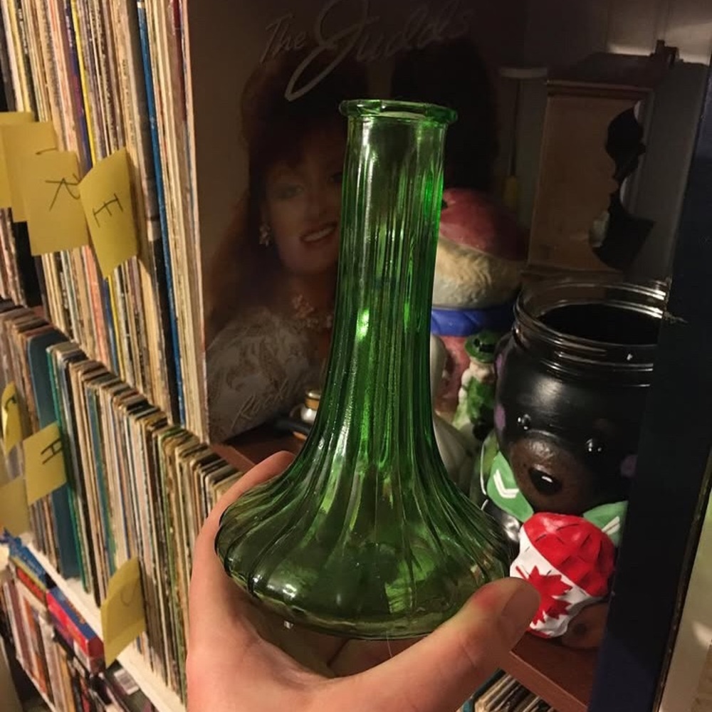 Vintage fluted H O O S I E R green vase